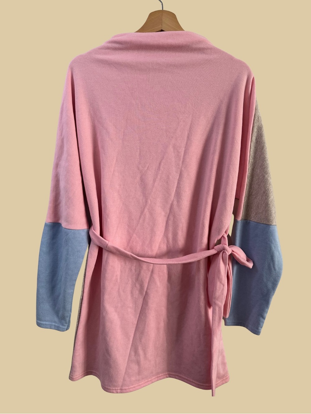 PRETTYLITTLETHING Drop Shoulder Tie Waist Sweater Dress Colorblock SIZE 4 SMALL